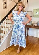 Landscape Midi Dress - Blue | Umgee Lurex Midi Dress - Umgee Dress - Jimberly's Boutique - Olive Branch - Mississippi