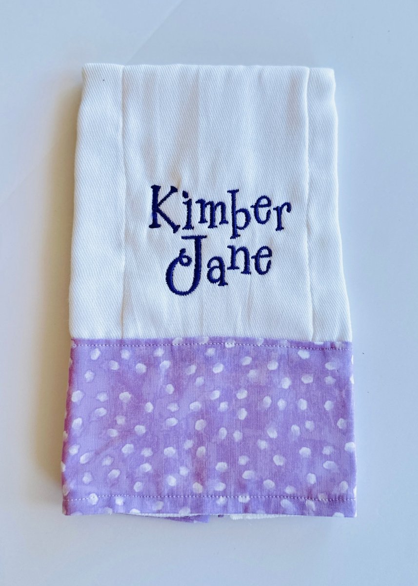 Lavender Splatter Embroidered Burp Cloth - Jimberly's Boutique - Olive Branch - Mississippi