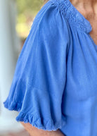 Linen V Neck Frayed Top - Orchid Blue | Umgee - Umgee Top - Jimberly's Boutique - Olive Branch - Mississippi