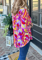 Lizzy Groovy Magenta Multi Wrinkle Free Top | Dear Scarlett - Casual Top - Jimberly's Boutique - Olive Branch - Mississippi