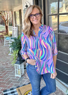 Lizzy Lavender Brush Strokes Wrinkle Free Top | Dear Scarlett - Casual Top - Jimberly's Boutique - Olive Branch - Mississippi