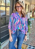 Lizzy Lavender Brush Strokes Wrinkle Free Top | Dear Scarlett - Casual Top - Jimberly's Boutique - Olive Branch - Mississippi