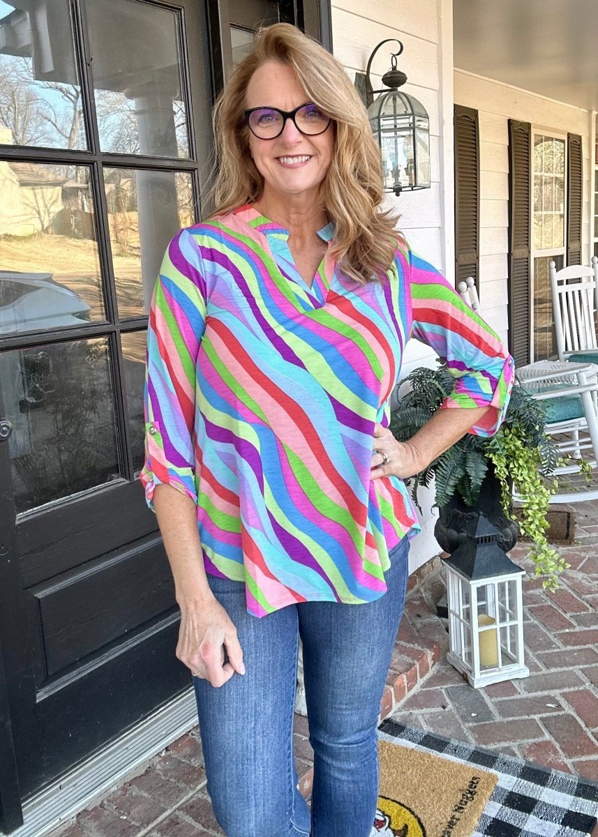 Lizzy Multi Wave Top | Dear Scarlett – Jimberly's Boutique