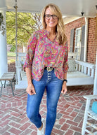 Lizzy Pink Multi Paisley Top | Dear Scarlett (S - 3X) - Casual Top - Jimberly's Boutique - Olive Branch - Mississippi