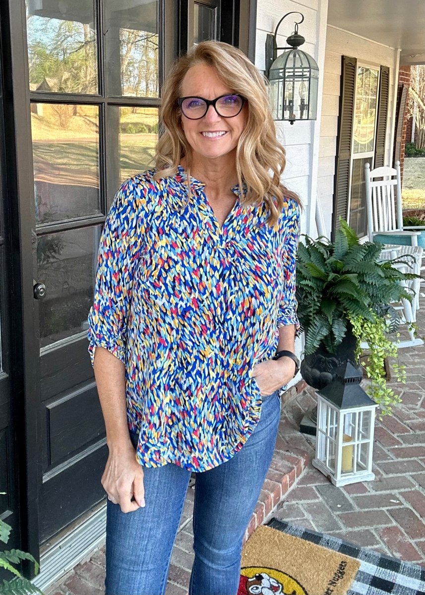 Lizzy Royal Multi Wrinkle Free Top | Dear Scarlett - Casual Top - Jimberly's Boutique - Olive Branch - Mississippi