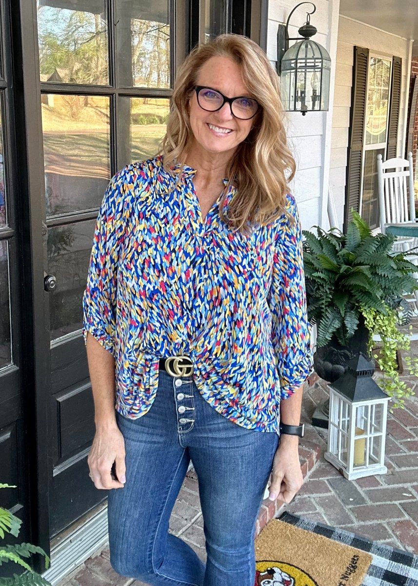 Lizzy Royal Multi Wrinkle Free Top | Dear Scarlett - Casual Top - Jimberly's Boutique - Olive Branch - Mississippi