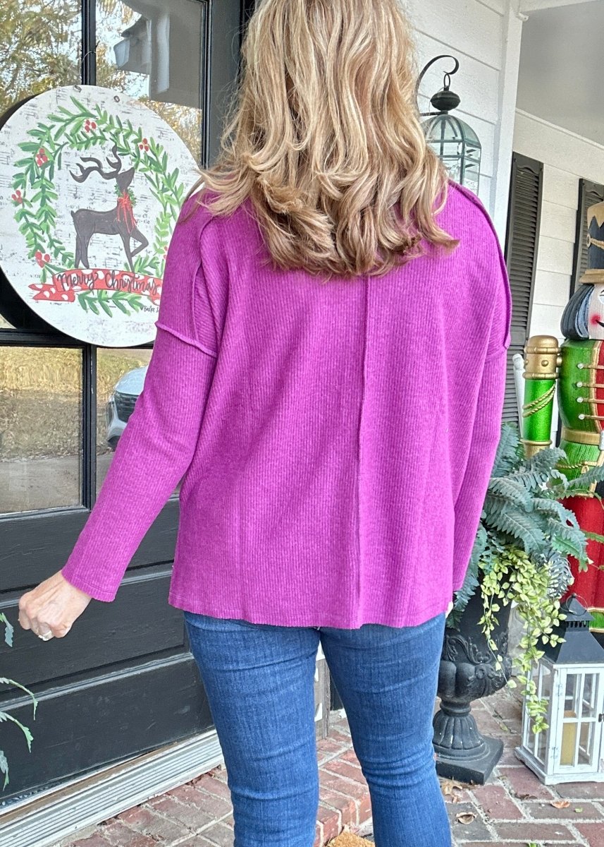 Lori Ribbed Hi Low Sweater - Lt Plum - Casual Top - Jimberly's Boutique - Olive Branch - Mississippi