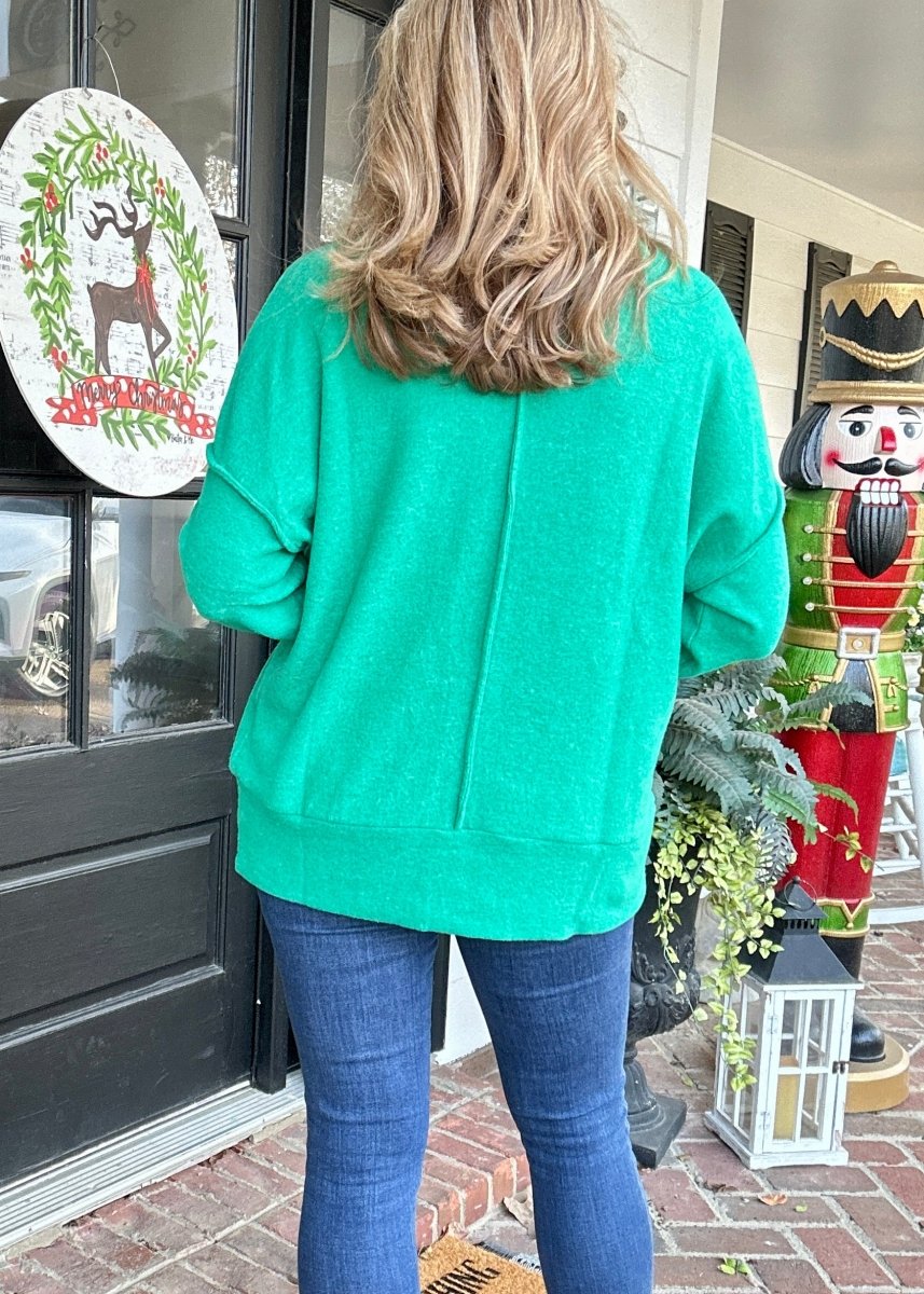 Melange Oversized Sweater - Kelly Green - sweater - Jimberly's Boutique - Olive Branch - Mississippi