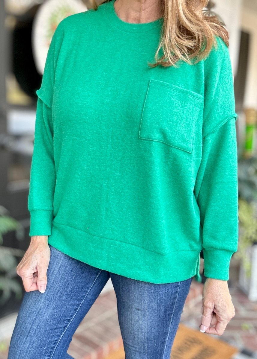 Melange Oversized Sweater - Kelly Green - sweater - Jimberly's Boutique - Olive Branch - Mississippi