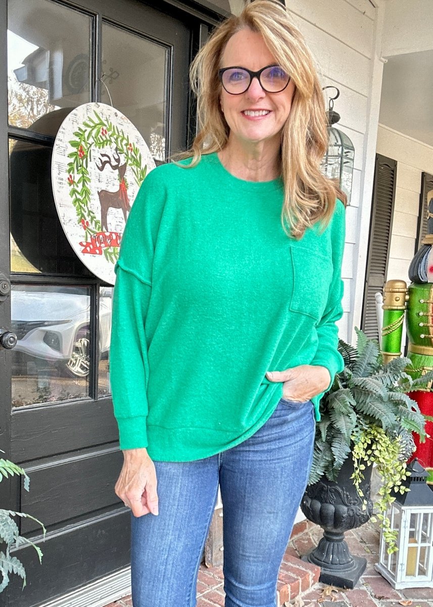 Melange Oversized Sweater - Kelly Green - sweater - Jimberly's Boutique - Olive Branch - Mississippi