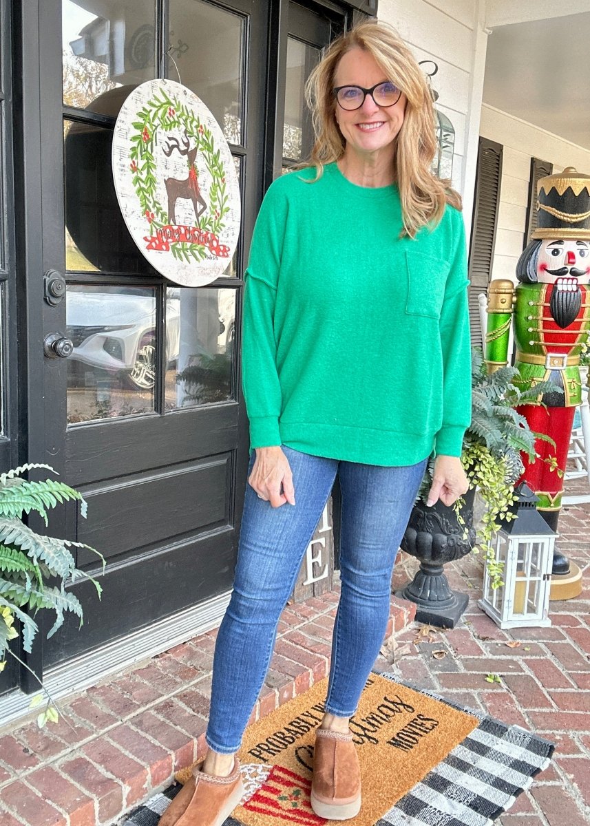 Melange Oversized Sweater - Kelly Green - sweater - Jimberly's Boutique - Olive Branch - Mississippi