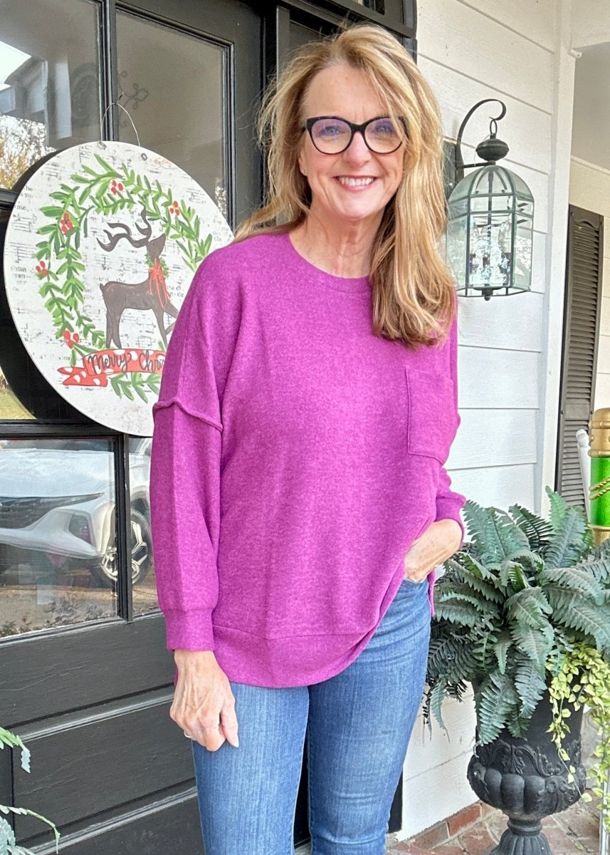 Melange Oversized Sweater - Lt Plum - sweater - Jimberly's Boutique - Olive Branch - Mississippi