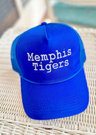 Memphis Tigers Embroidered Trucker Cap/Hat - Blue with white thread - Trucker Cap - Jimberly's Boutique - Olive Branch - Mississippi