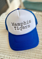 Memphis Tigers Embroidered Trucker Cap/Hat - Blue/White with Grey Thread - Jimberly's Boutique - Olive Branch - Mississippi