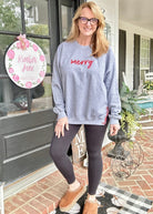 Merry Puffy Side Bow Embroidered Sweatshirt - Sweatshirt - Jimberly's Boutique - Olive Branch - Mississippi