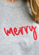 Merry Puffy Side Bow Embroidered Sweatshirt - Sweatshirt - Jimberly's Boutique - Olive Branch - Mississippi