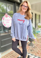 Merry Puffy Side Bow Embroidered Sweatshirt - Sweatshirt - Jimberly's Boutique - Olive Branch - Mississippi