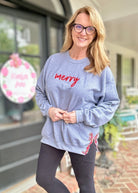 Merry Puffy Side Bow Embroidered Sweatshirt - Sweatshirt - Jimberly's Boutique - Olive Branch - Mississippi