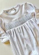 Mini Dots Smocked Footie - Blue | Magnolia Baby - baby gown - Jimberly's Boutique - Olive Branch - Mississippi