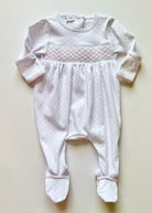 Mini Dots Smocked Footie - Pink | Magnolia Baby - baby gown - Jimberly's Boutique - Olive Branch - Mississippi