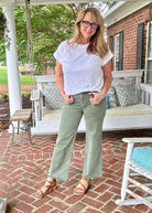 Mobile Acid Wash Straight Wide Pants - Olive - Jimberly's Boutique - Olive Branch - Mississippi