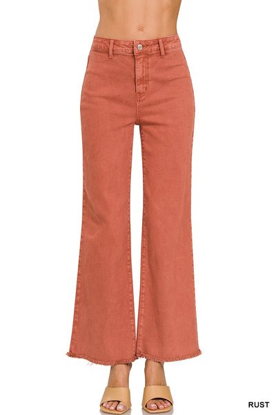 Mobile Acid Wash Straight Wide Pants - Rust - Jimberly's Boutique - Olive Branch - Mississippi