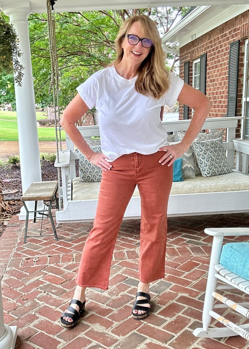 Mobile Acid Wash Straight Wide Pants - Rust - Jimberly's Boutique - Olive Branch - Mississippi