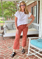 Mobile Acid Wash Straight Wide Pants - Rust - Jimberly's Boutique - Olive Branch - Mississippi