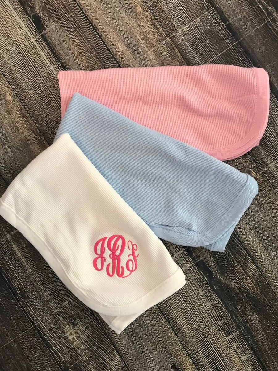 Monogrammed Infant Thermal Blanket - baby blanket - Jimberly's Boutique - Olive Branch - Mississippi