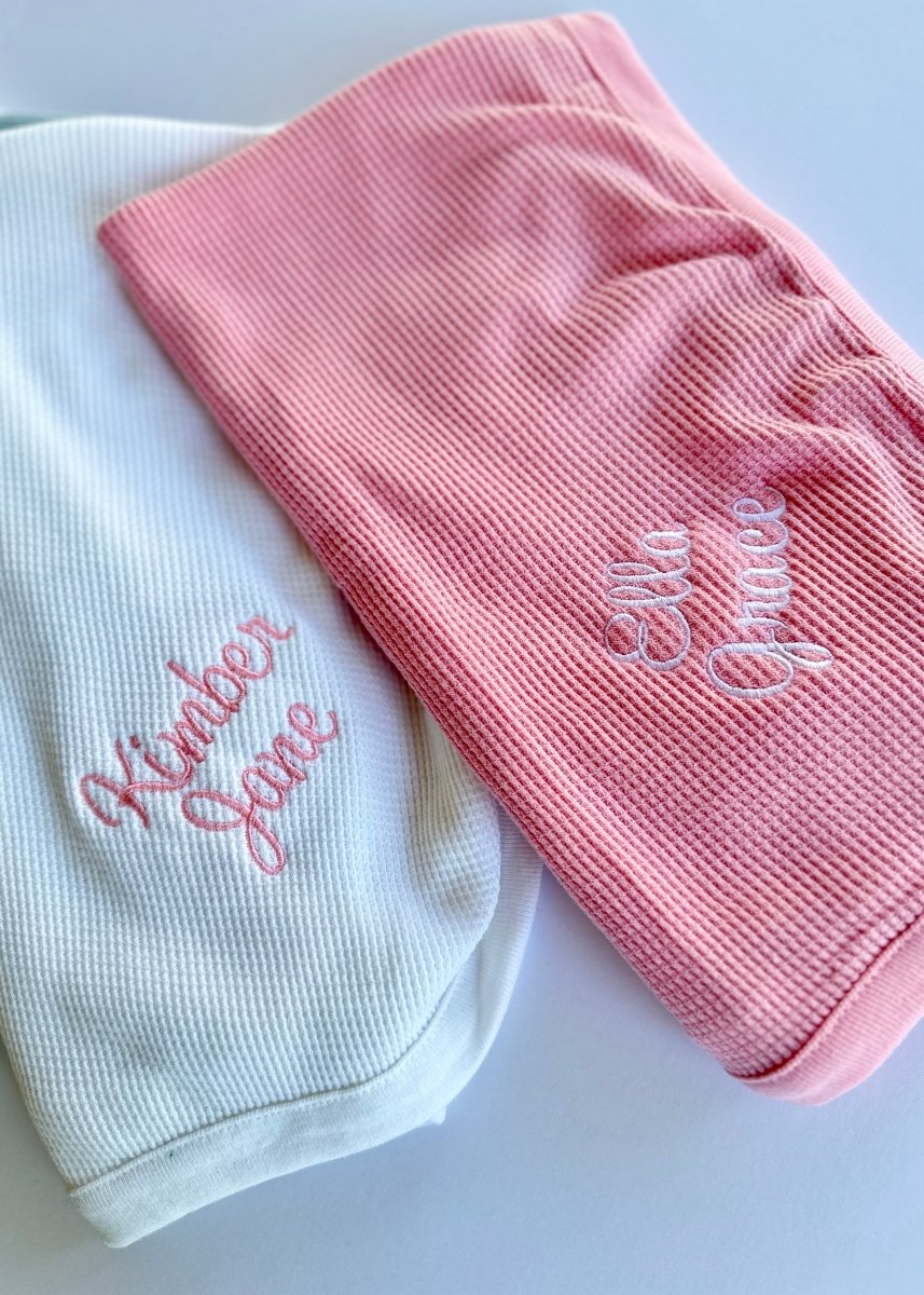 Monogrammed Infant Thermal Blanket - baby blanket - Jimberly's Boutique - Olive Branch - Mississippi