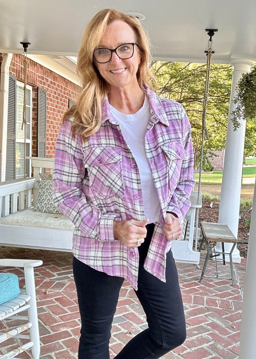 My Best Effort Plaid Button Down Top Shacket - Shirts & Tops - Jimberly's Boutique - Olive Branch - Mississippi