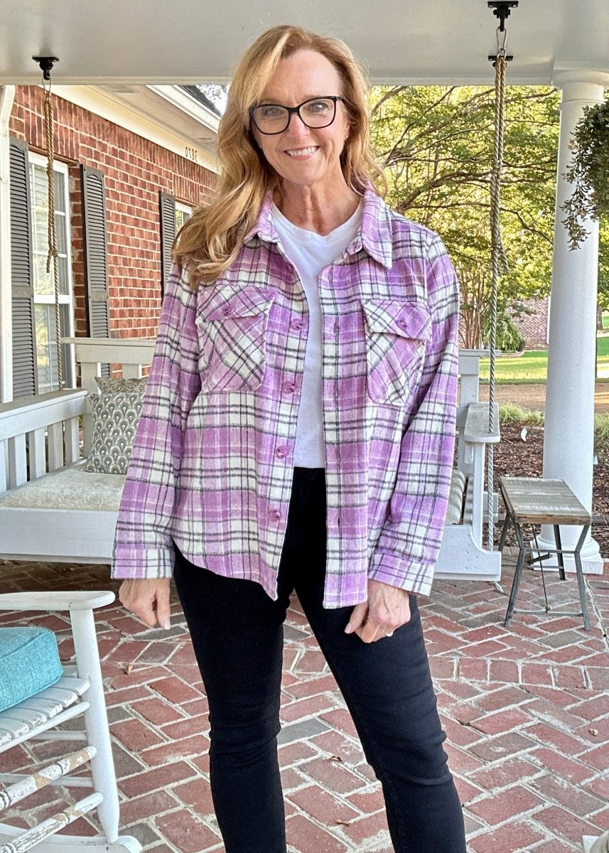 My Best Effort Plaid Button Down Top Shacket - Shirts & Tops - Jimberly's Boutique - Olive Branch - Mississippi