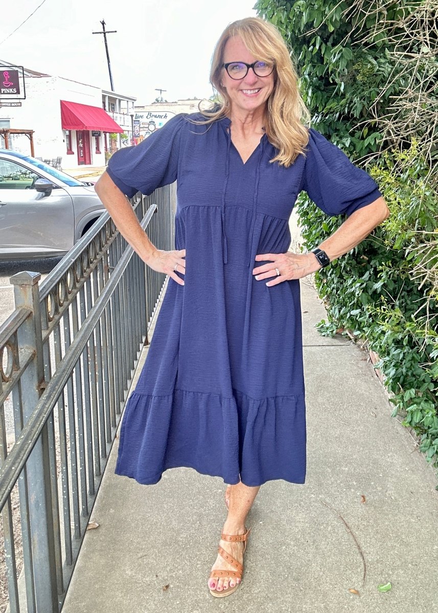 Navy A-Line Midi Dress | Umgee – Jimberly's Boutique