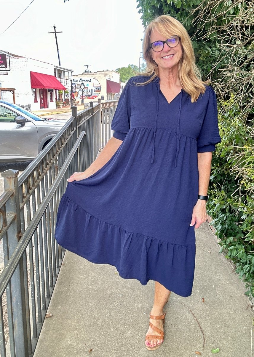 Navy A-Line Midi Dress | Umgee – Jimberly's Boutique