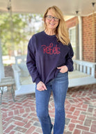 Navy Rebels Embroidered Reversed Crewneck Sweatshirt - Jimberly's Boutique - Olive Branch - Mississippi