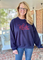 Navy Rebels Embroidered Reversed Crewneck Sweatshirt - Jimberly's Boutique - Olive Branch - Mississippi