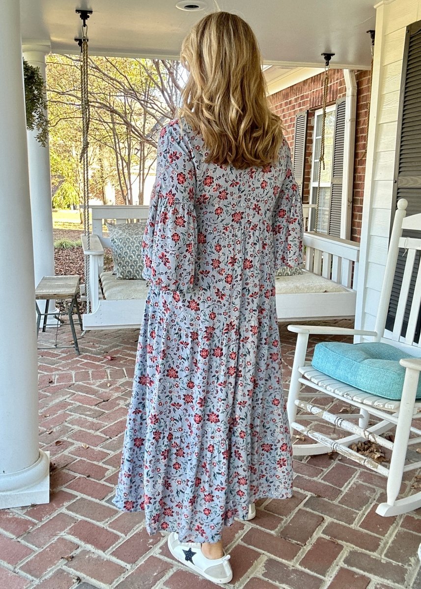 Now Or Never Floral Print Dress - Blue Grey | Easel - Maxi Dress - Jimberly's Boutique - Olive Branch - Mississippi