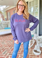 Ole Miss Navy Embroidered Bella Canvas LS Tee - Graphic Long Sleeve - Jimberly's Boutique - Olive Branch - Mississippi