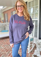 Ole Miss Navy Embroidered Bella Canvas LS Tee - Graphic Long Sleeve - Jimberly's Boutique - Olive Branch - Mississippi