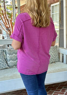 Ollie Mae Corded V Neck Top - Plum - Casual Top - Jimberly's Boutique - Olive Branch - Mississippi