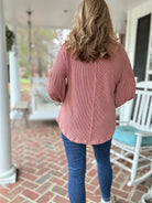 Otto Ribbed V Neck Top - Cedar Wood - Jimberly's Boutique - Olive Branch - Mississippi