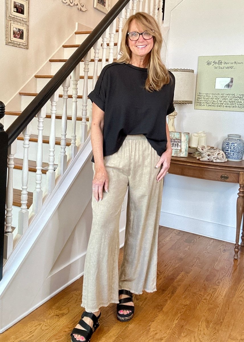 Pensacola Washed Linen Blend Pants - Beige - Jimberly's Boutique - Olive Branch - Mississippi