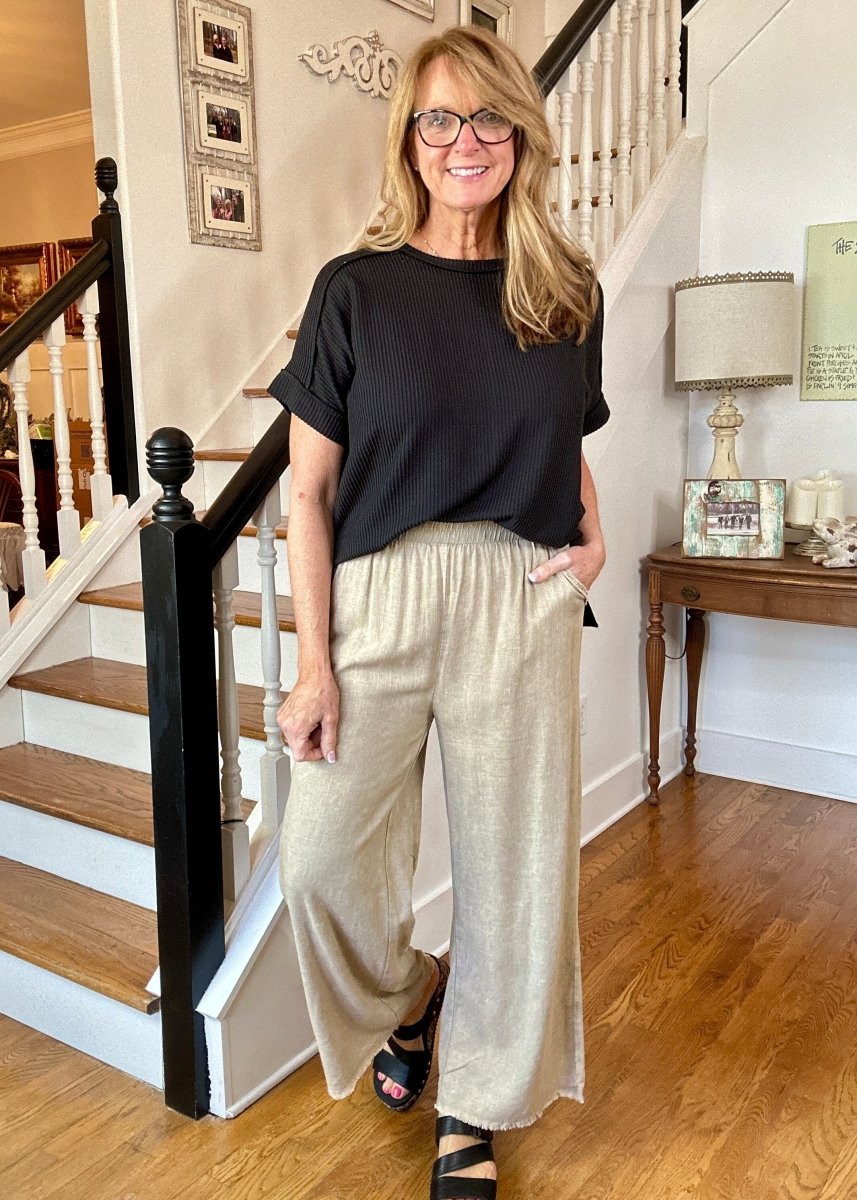 Pensacola Washed Linen Blend Pants - Beige - Jimberly's Boutique - Olive Branch - Mississippi