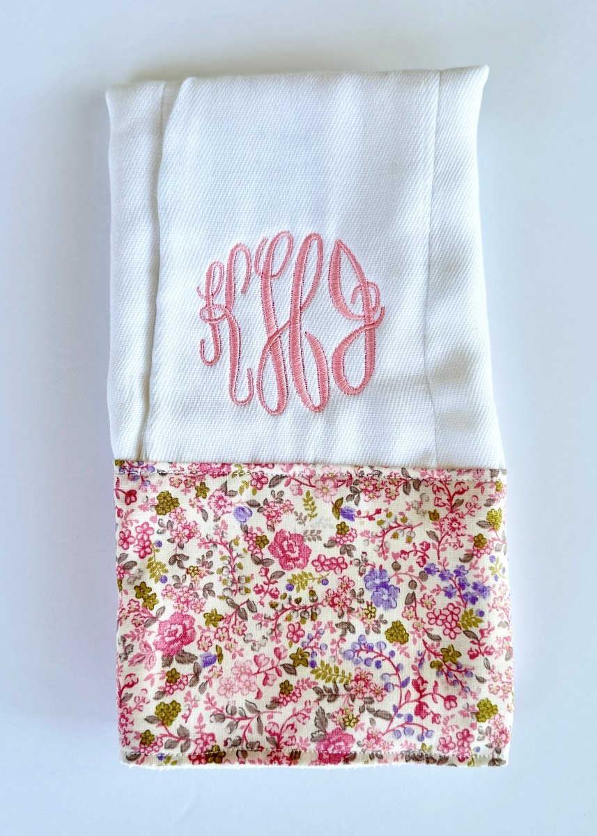 Pink Mini Bouquet Embroidered Burp Cloth - Jimberly's Boutique - Olive Branch - Mississippi