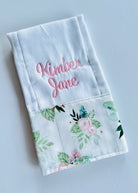 Pink/Sage Roses Embroidered Burp Cloth - Monogrammed Burp Cloth - Jimberly's Boutique - Olive Branch - Mississippi