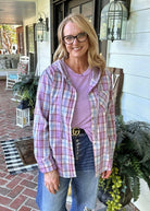 Plaid Lightweight Shacket Top - Lavender/Pink - Plaid Shacket - Jimberly's Boutique - Olive Branch - Mississippi