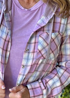 Plaid Lightweight Shacket Top - Lavender/Pink - Plaid Shacket - Jimberly's Boutique - Olive Branch - Mississippi