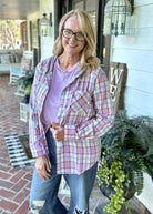 Plaid Lightweight Shacket Top - Lavender/Pink - Plaid Shacket - Jimberly's Boutique - Olive Branch - Mississippi