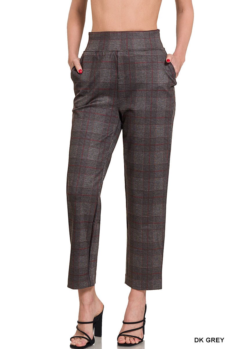 Plaid Pull - On Stretch Dress Pants - Dark Grey - Pants - Jimberly's Boutique - Olive Branch - Mississippi