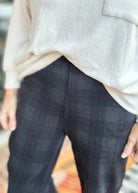 Plaid Pull - On Stretch Dress Pants - Dark Grey - Pants - Jimberly's Boutique - Olive Branch - Mississippi